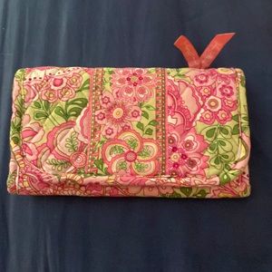 Pink and Green Floral Patterned Vera Bradley Wallet